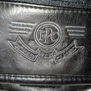 Vintage Black Leather Fanny Pack Bag with Embossed Logo (FPC) Flight Pax Classic